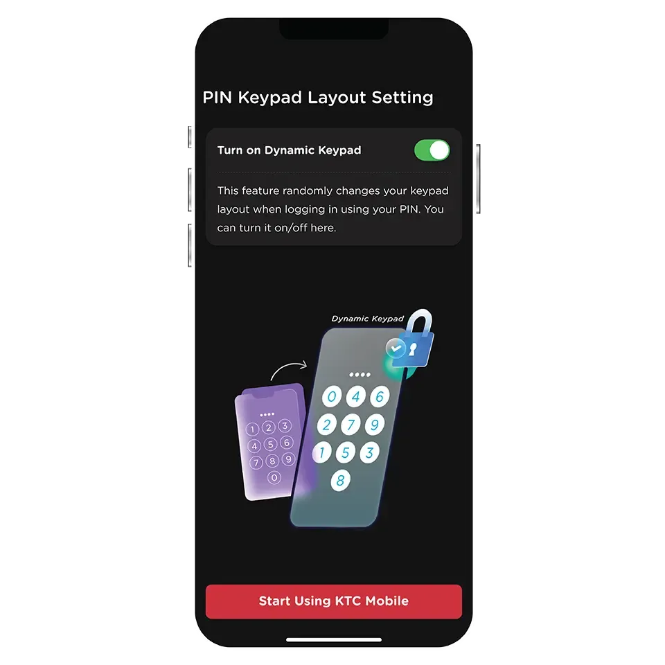 Set Biometric and Dynamic Keypad <br>and start using the app Set Biometric and Dynamic Keypad <br>and start using the app