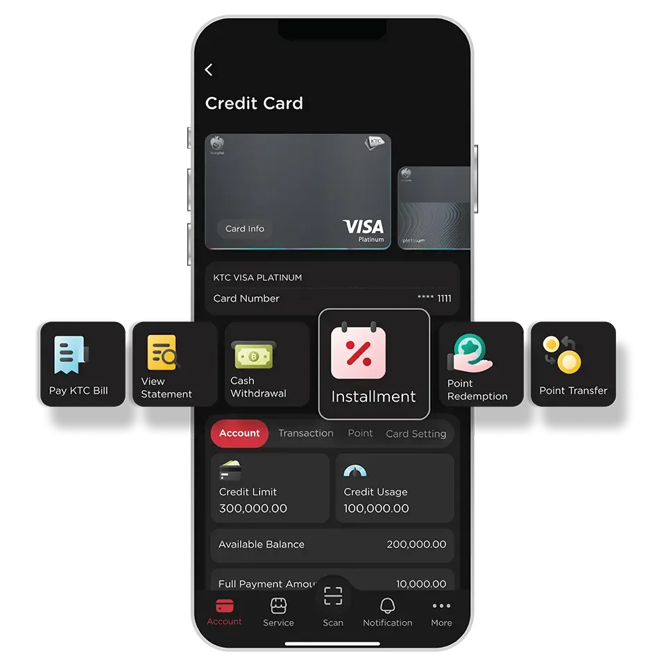 Select KTC Card then select “Installment” Select KTC Card then select “Installment”