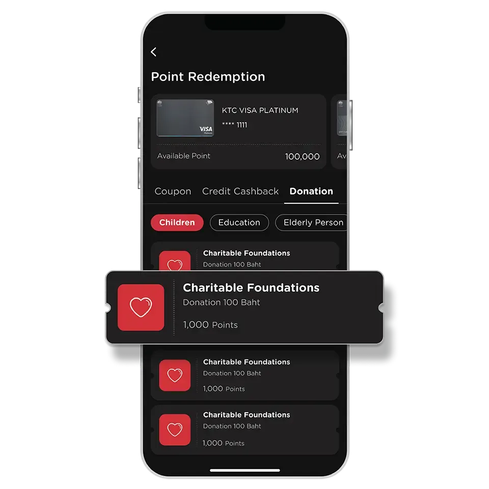 Select KTC Card then select “Point Redemption” Select KTC Card then select “Point Redemption”
