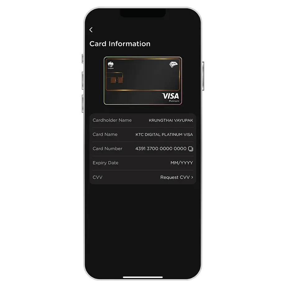 View card info. and select <br>"Request CVV" in order to use View card info. and select <br>"Request CVV" in order to use